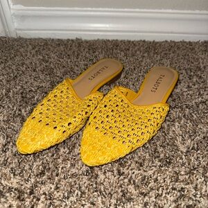 Talbots Yellow Crochet Mules